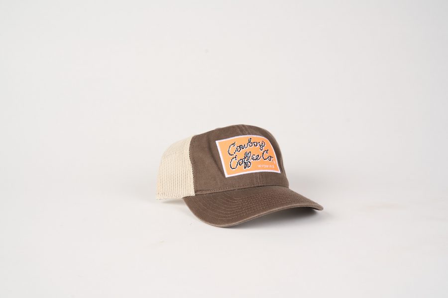 Orange Square Patch Velcro Hat - Brown - Image 2