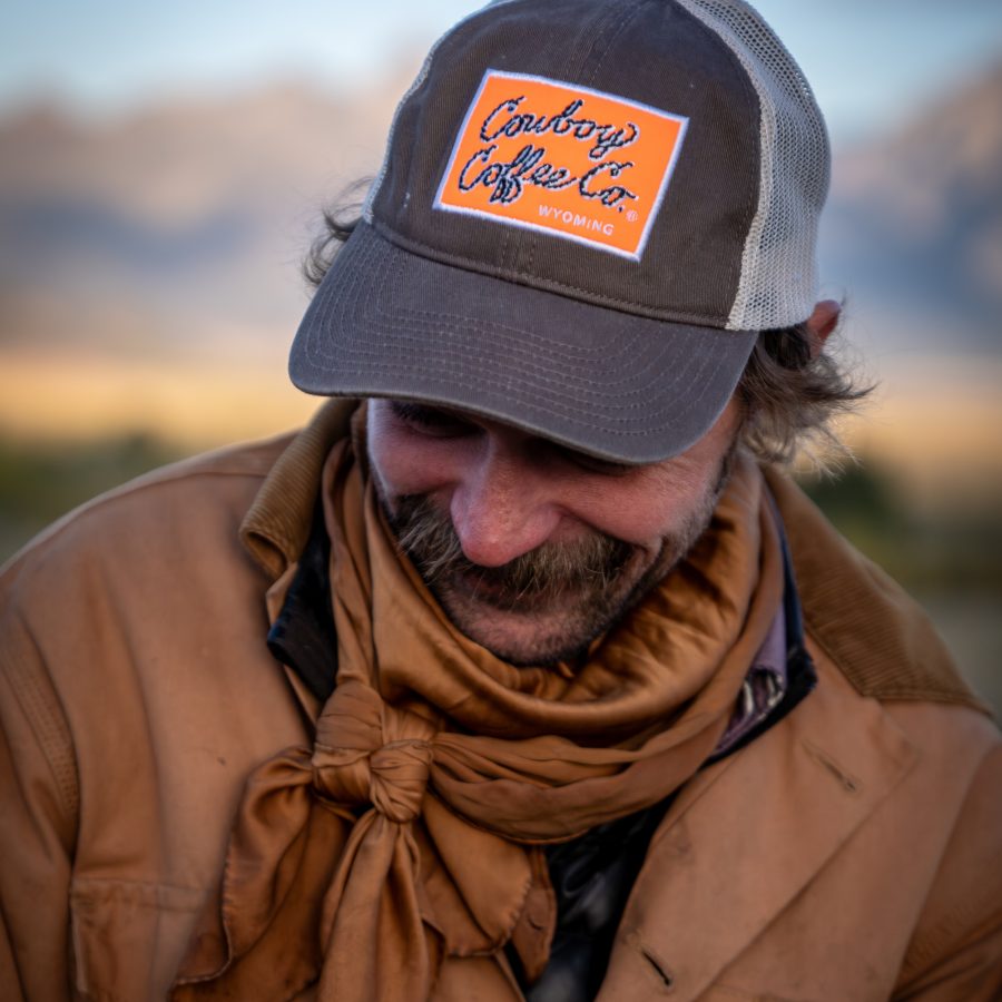 Orange Square Patch Velcro Hat - Brown