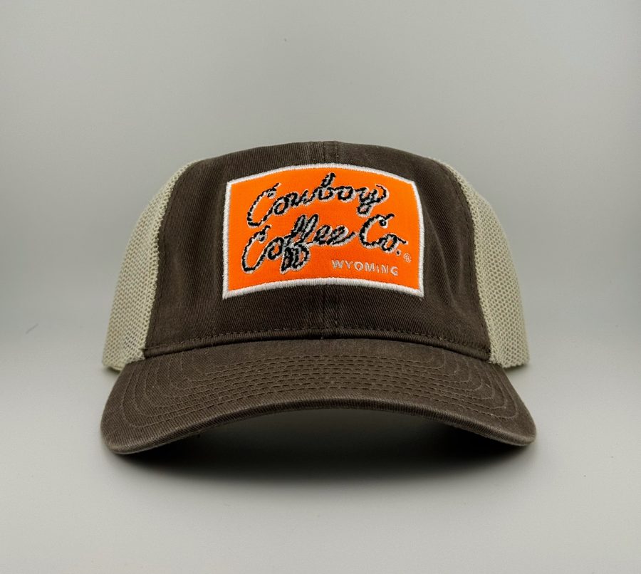 Orange Square Patch Velcro Hat - Brown - Image 2