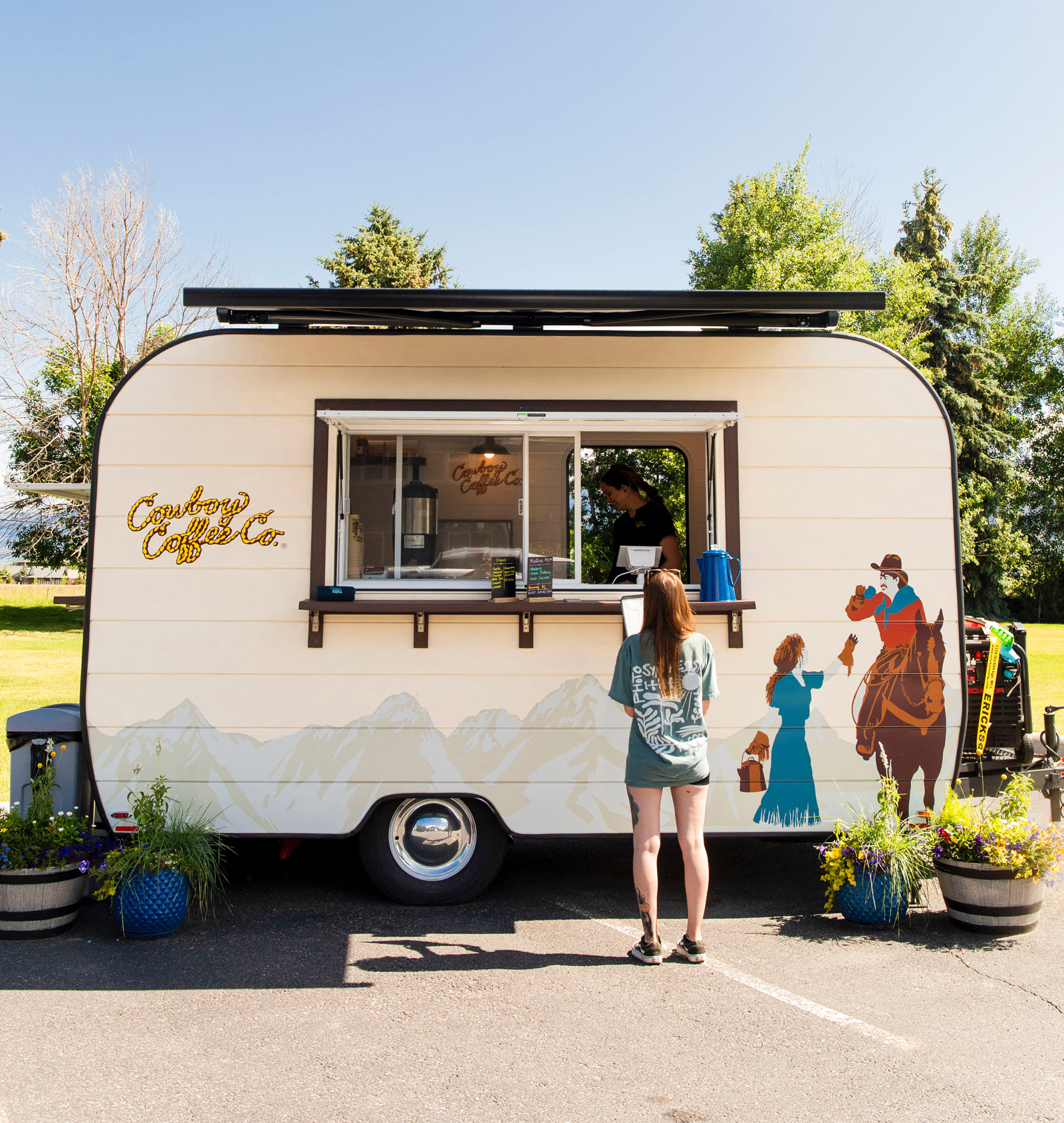 Cowboy Coffee food truck parked in lot